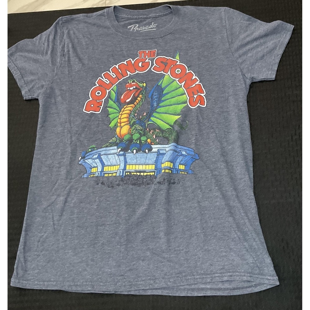 Rolling Stones Shirt Mens Medium Blue Dragon Stadium Graphic Rock Tee Bravado